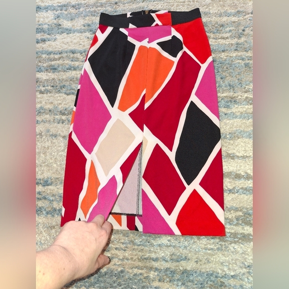 Worthington Skirt Women Sz 4 Colorful Midi Back Zip Elastic Waist Stretch - Picture 6 of 7